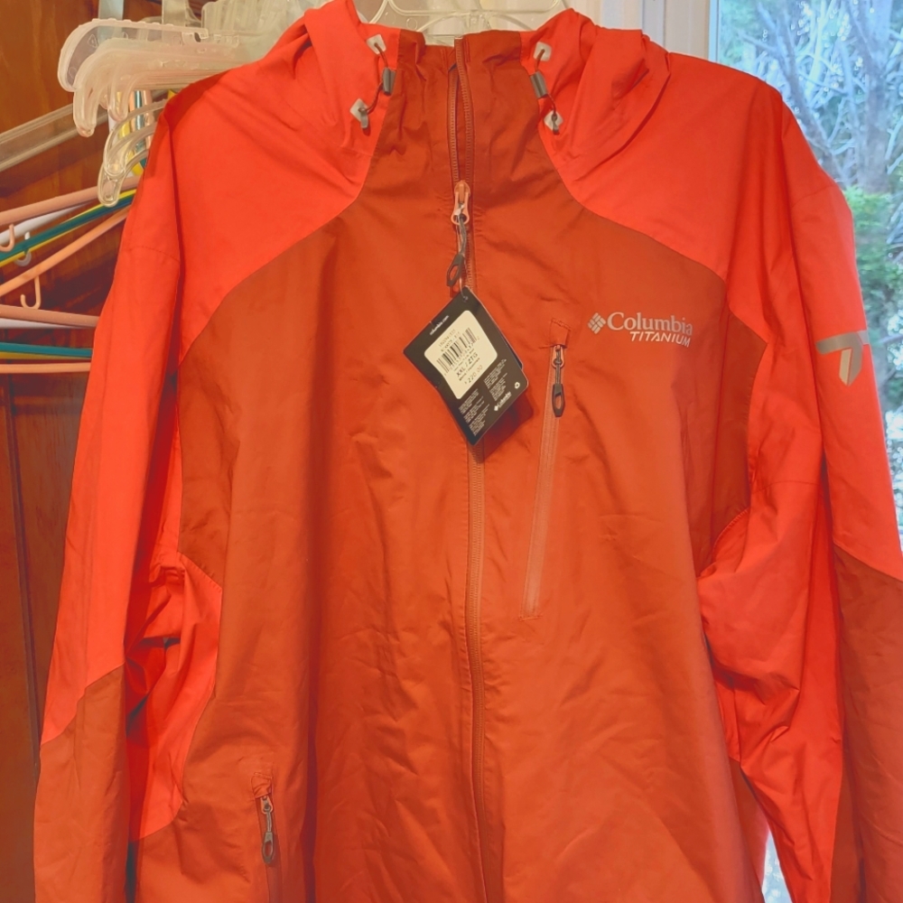 COLUMBIA TITAN PASS 2.5L OMNI-TECH SHELL WATERPROOF PACKABLE JACKET RED XXL NWT